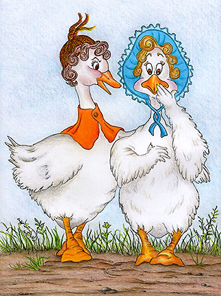 Greta's and Gabby's imaginations take flight, ©2014 Judy Swallow